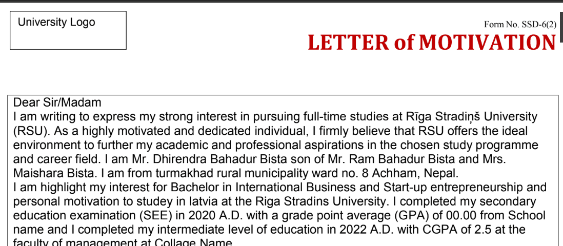 Motivation Letter